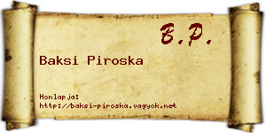 Baksi Piroska névjegykártya